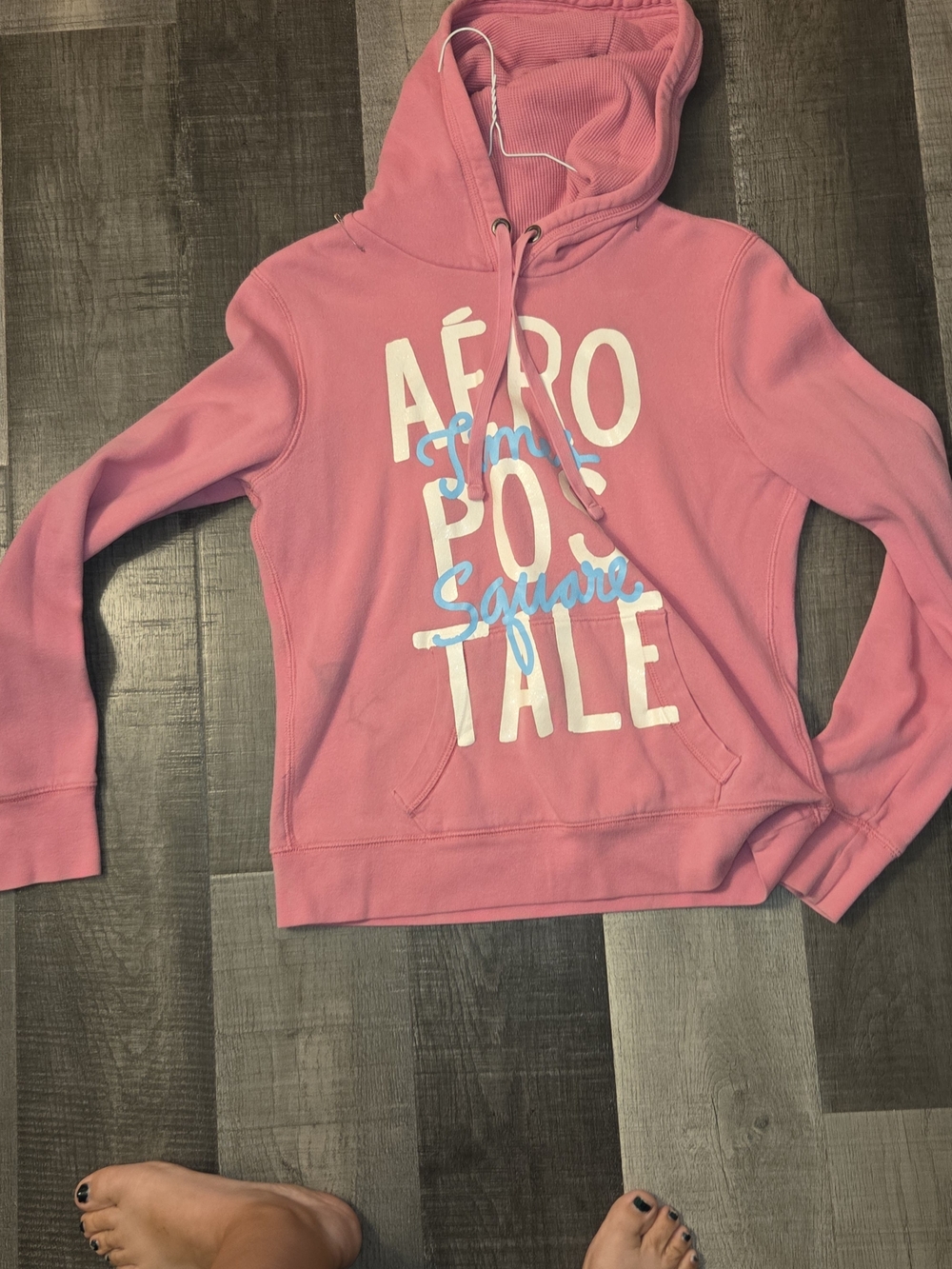 Aeropostale Pink Hoodie with White & Light Blue Logo